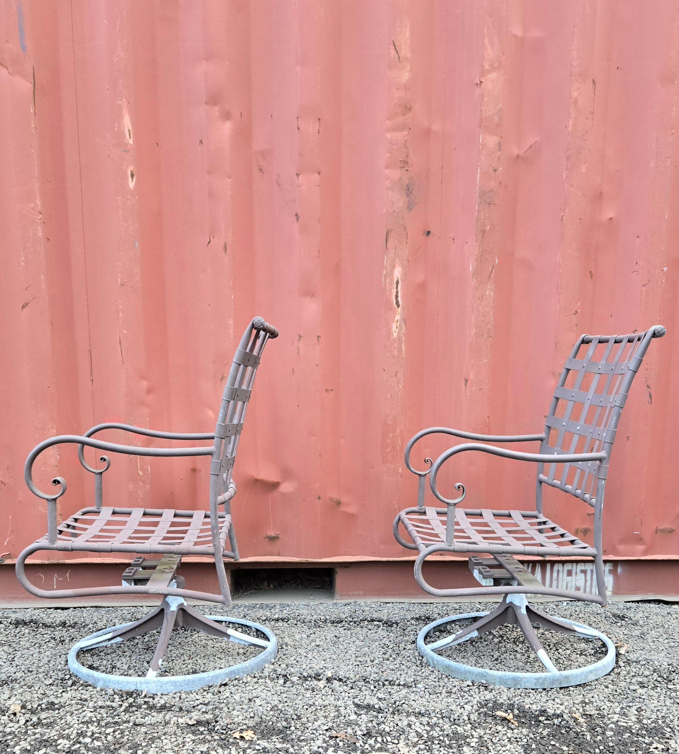 20th Century Brown Jordan Wrought Iron Swivel Chairs For Sale