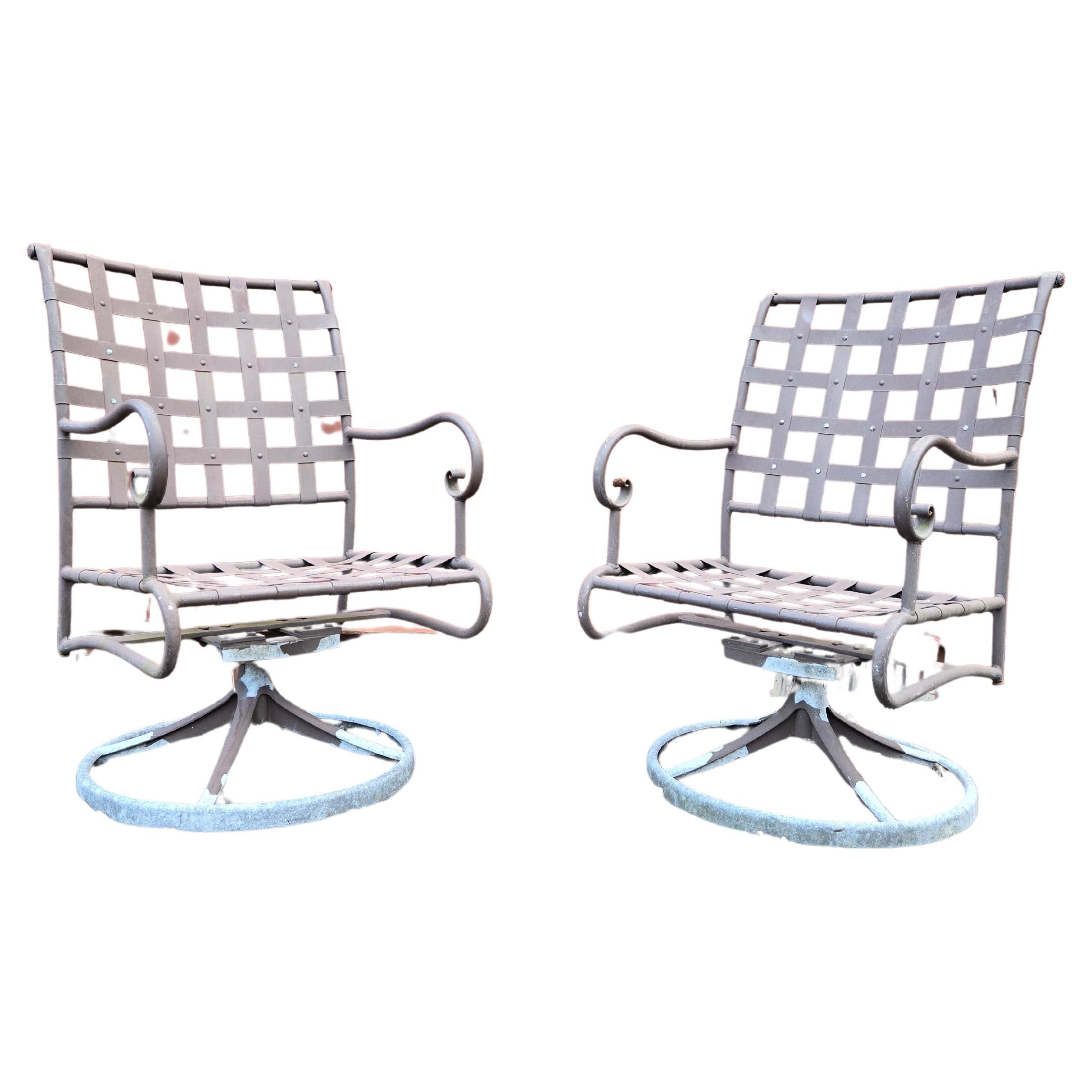 Brown Jordan Wrought Iron Swivel Chairs For Sale
