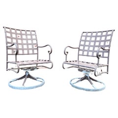 Vintage Brown Jordan Wrought Iron Swivel Chairs