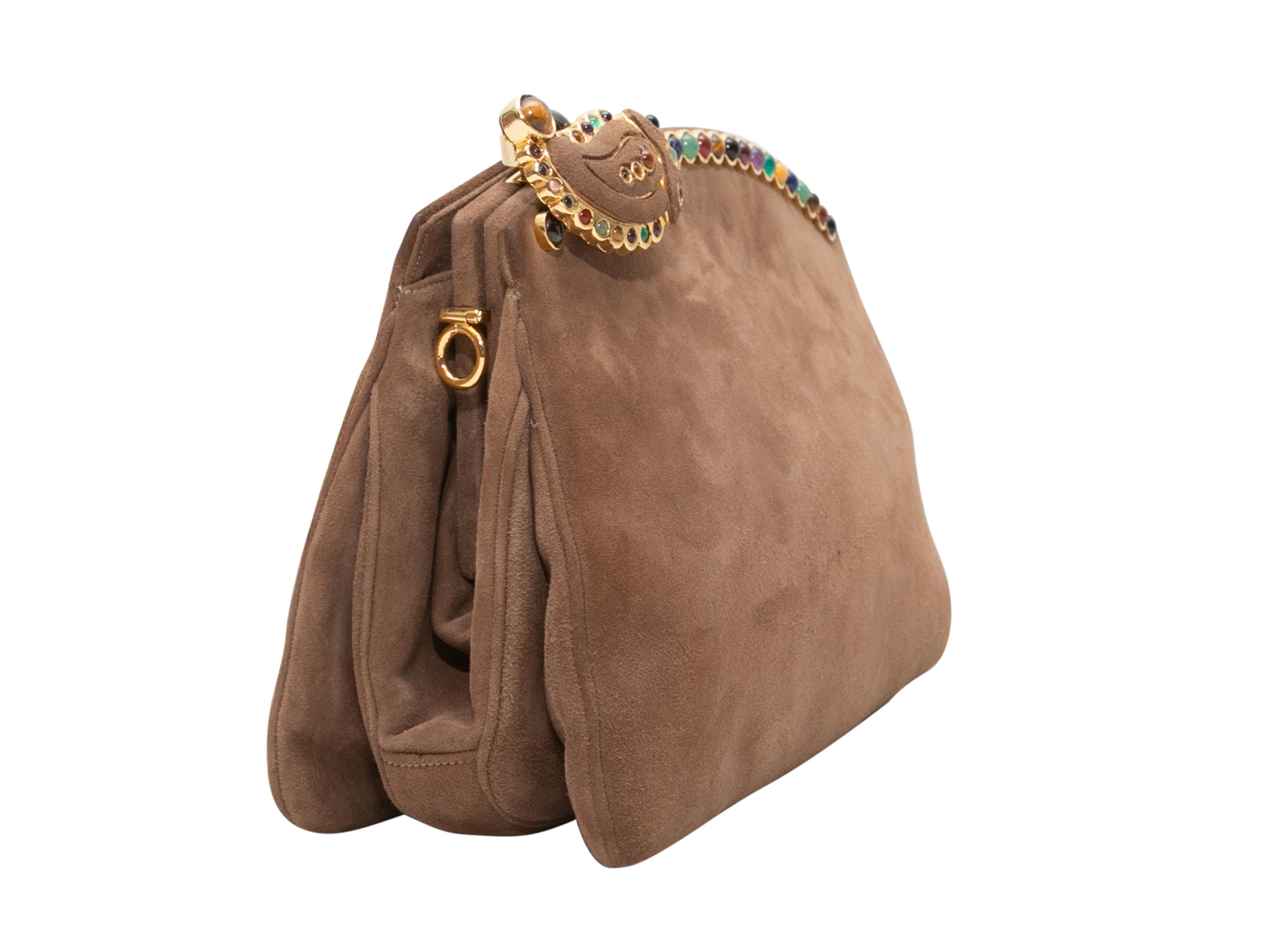 Bolso marrón con cabujones de ante Judith Leiber Marrón