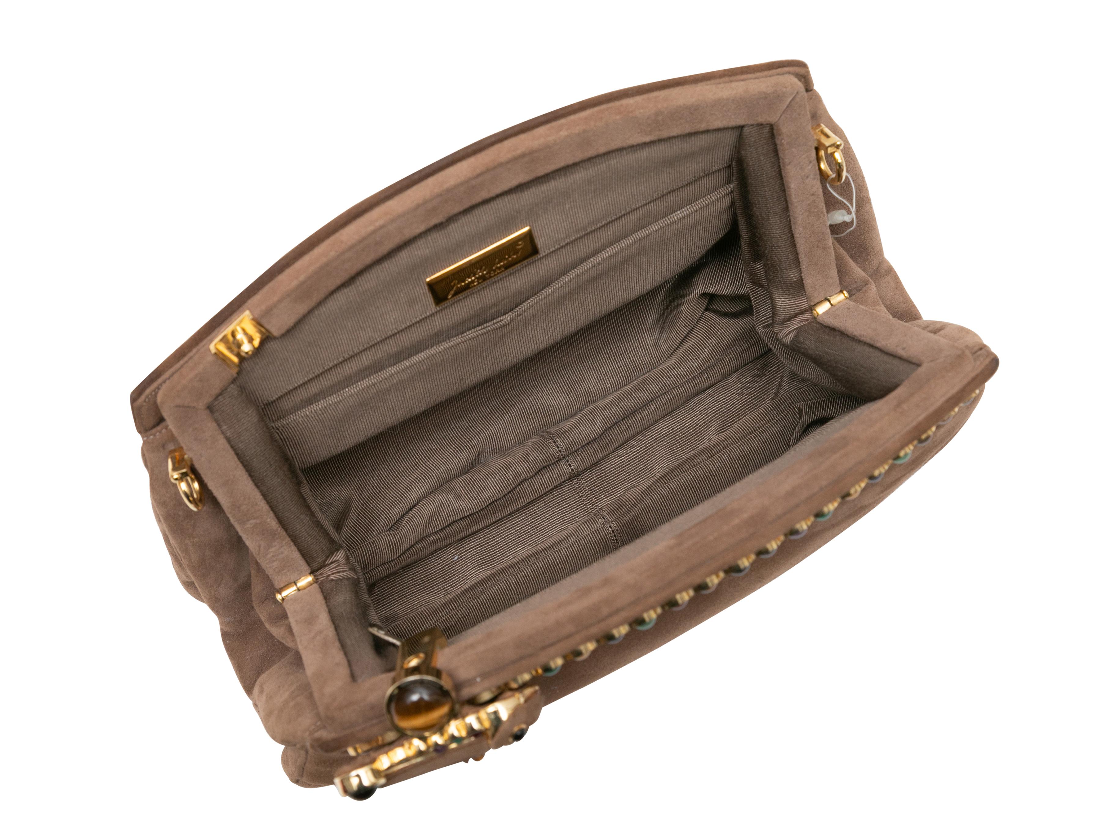 Bolso marrón con cabujones de ante Judith Leiber 1