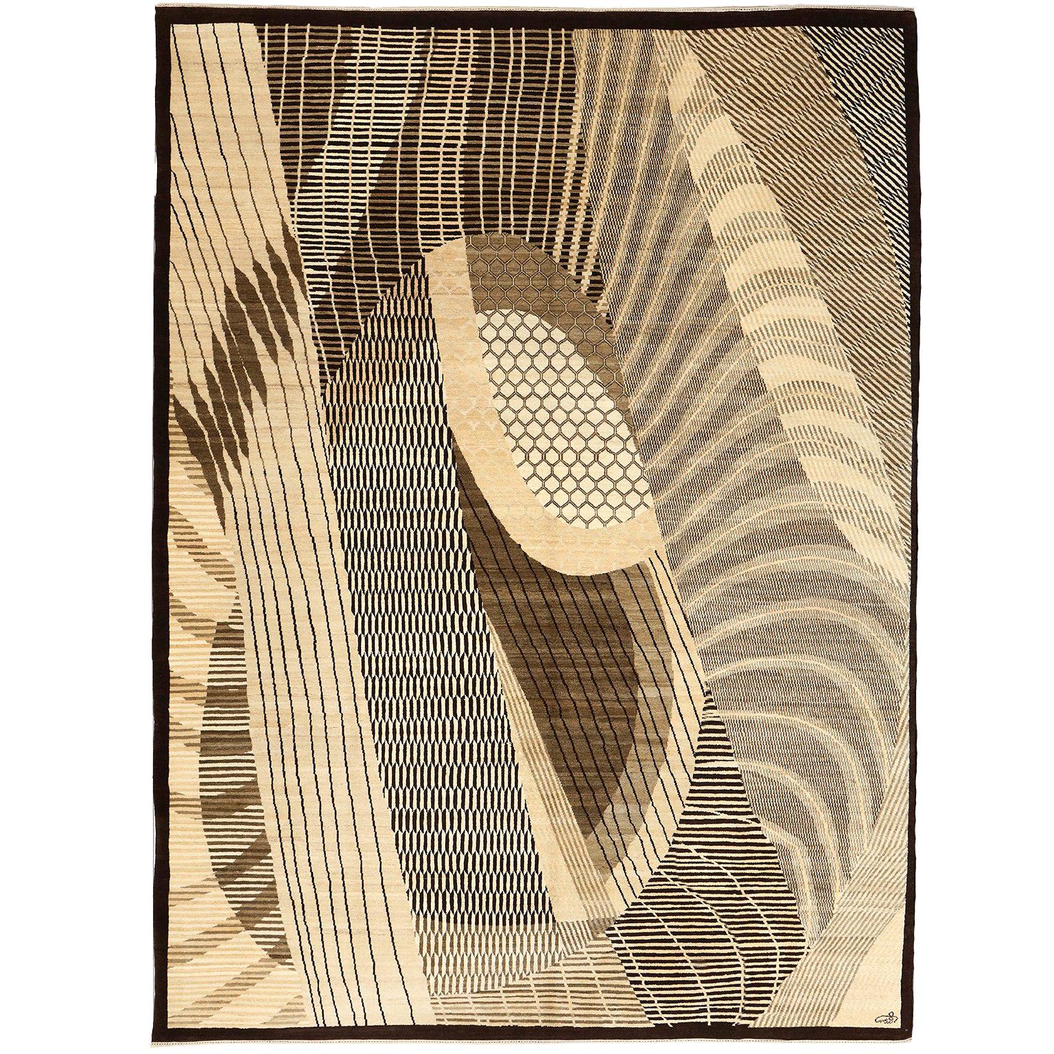 Orley Shabahang "Harmony" Contemporary Wool Persian Rug, Neutral, 9' x 12'