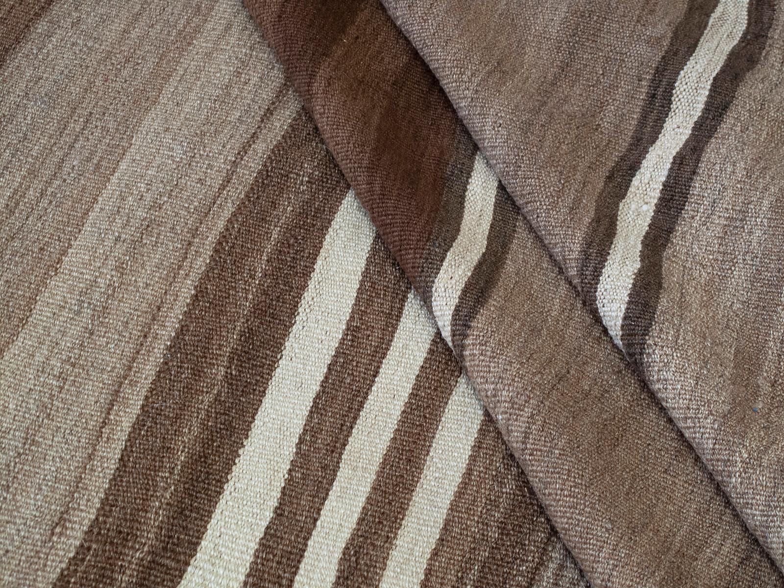 20th Century Brown Kilim with Wavy Stripes 'DK-122-68' For Sale