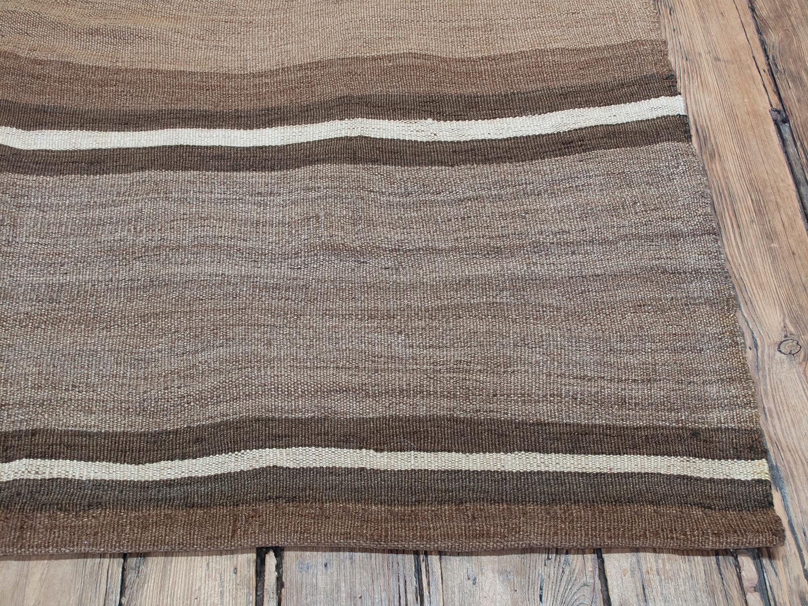 Wool Brown Kilim with Wavy Stripes 'DK-122-68' For Sale