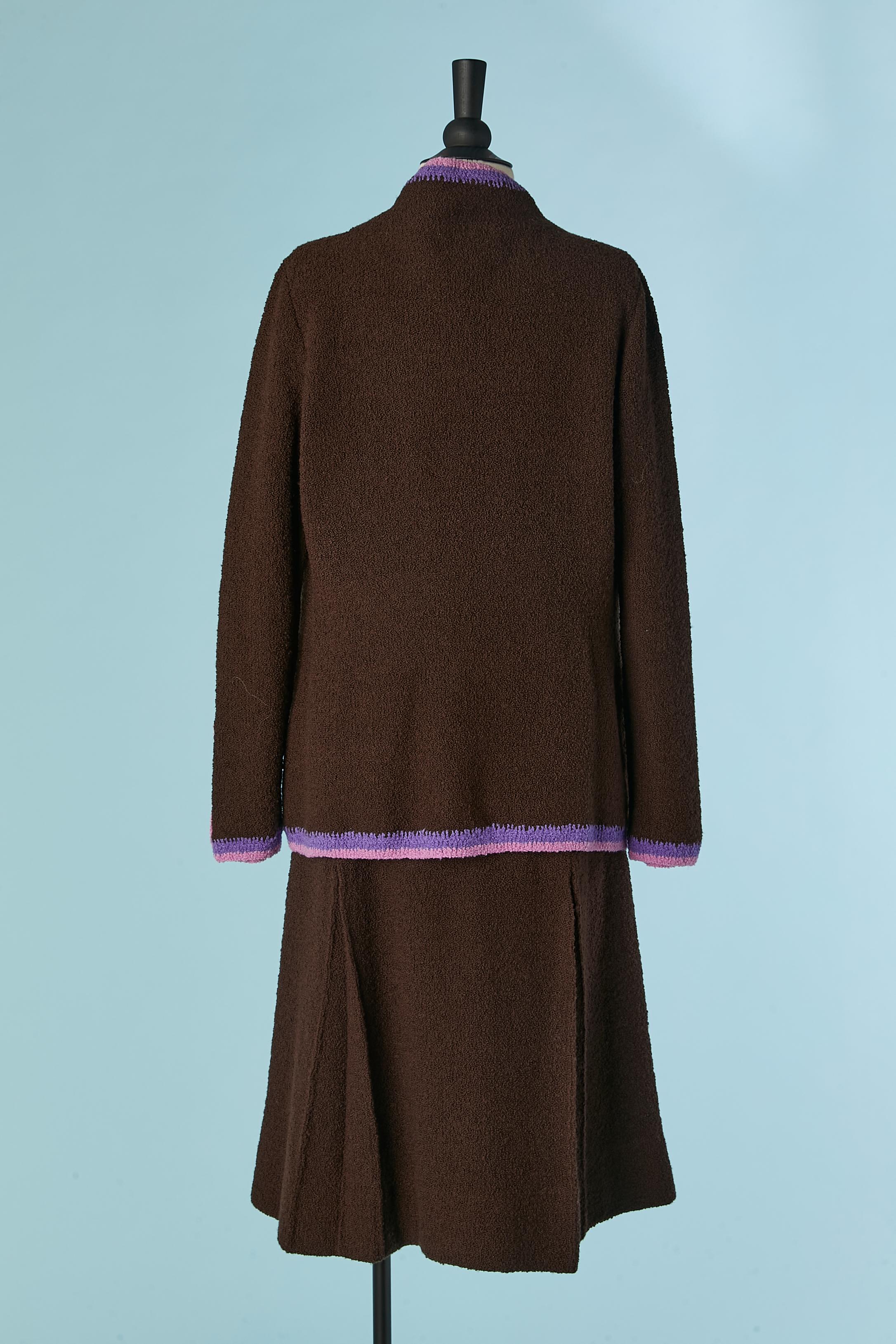Women's Brown knit jacket, vest and skirt ensemble Adolfo For Sale