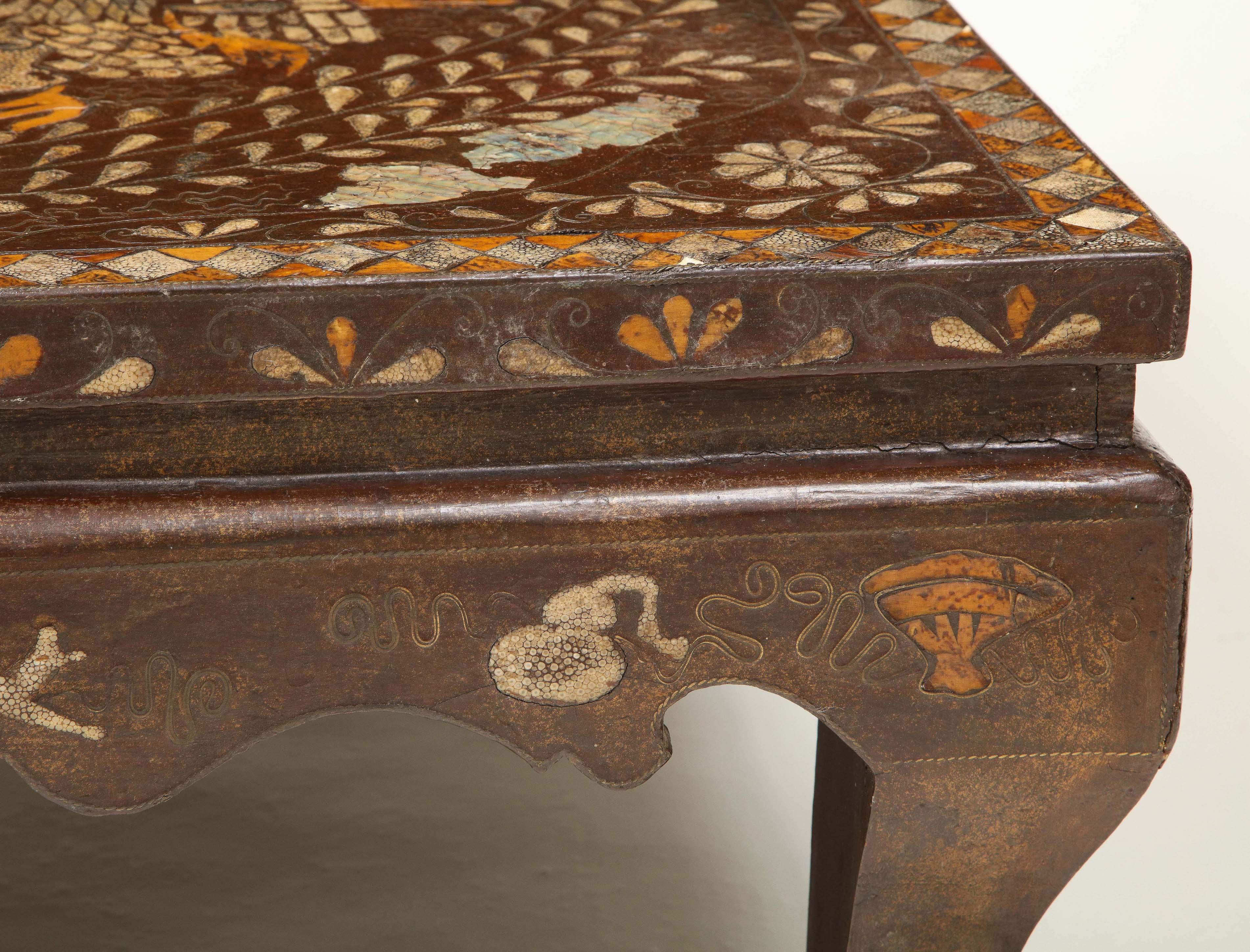 Brown Lacquer and Mother of Pearl Inlaid Low Table 3