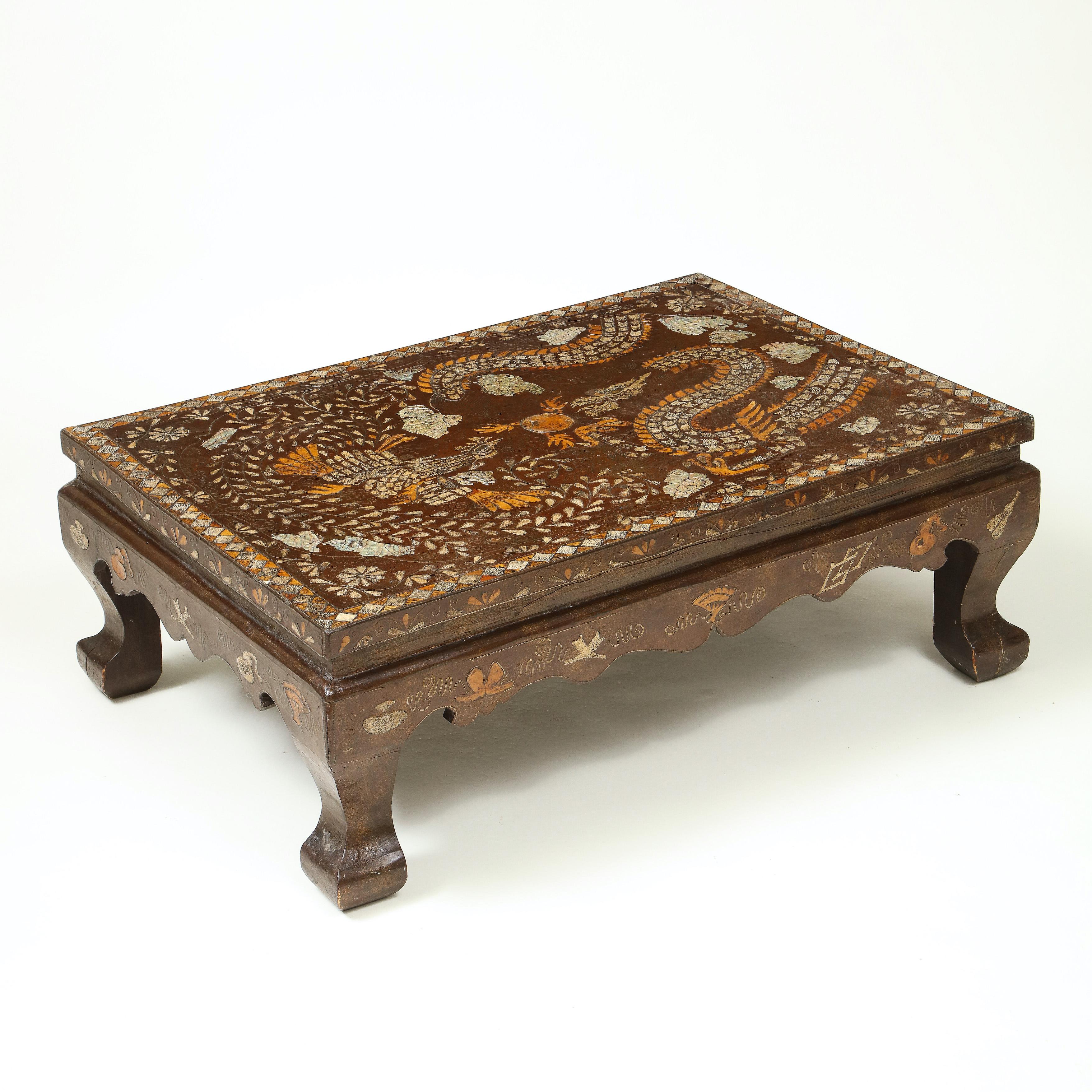 Brown Lacquer and Mother of Pearl Inlaid Low Table 6