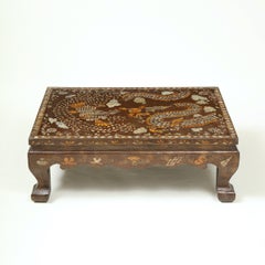 Brown Lacquer and Mother of Pearl Inlaid Low Table