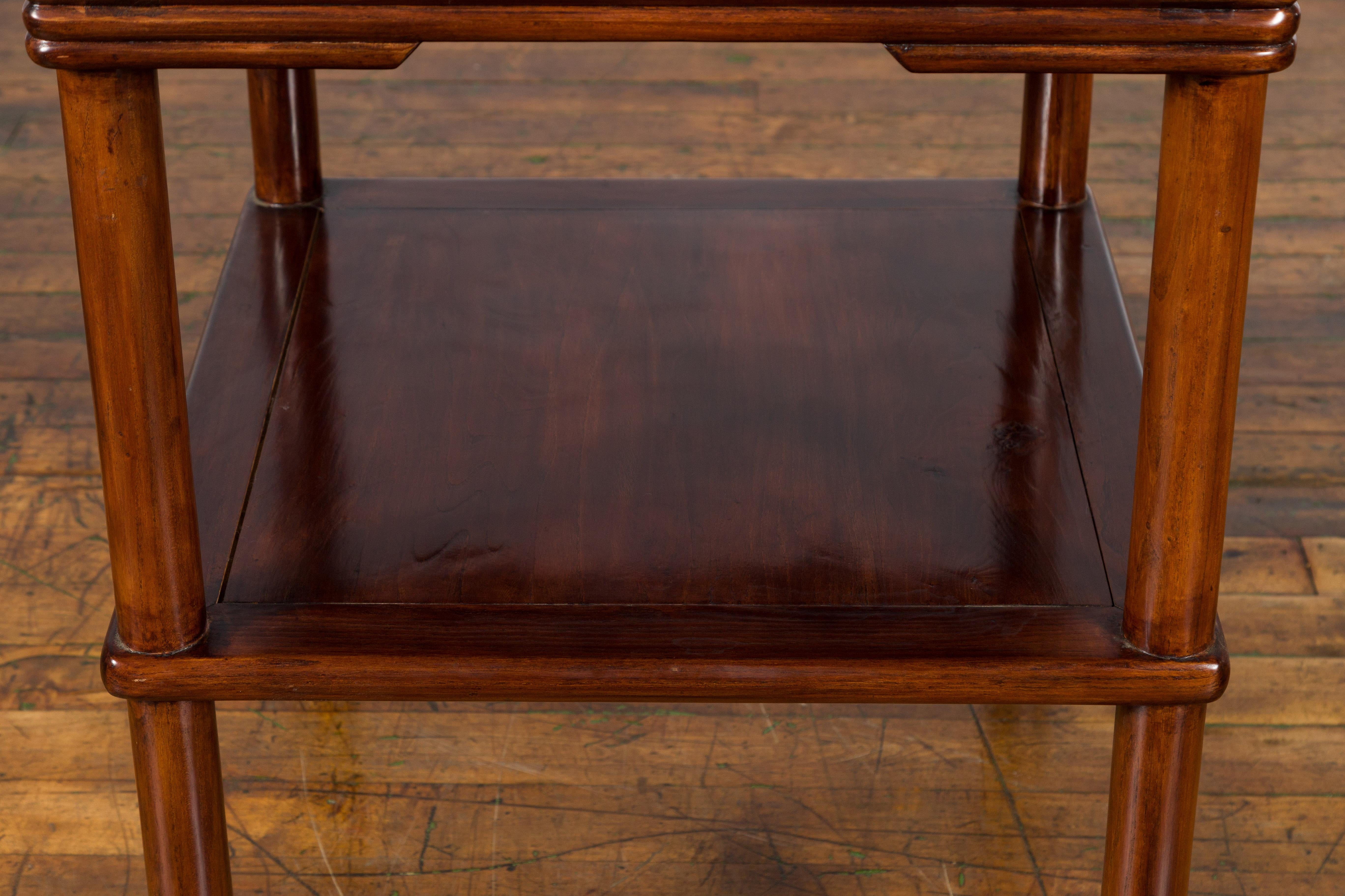 Brown Lacquered 19th Century Qing Dynasty Side Table with Reeded Apron 7