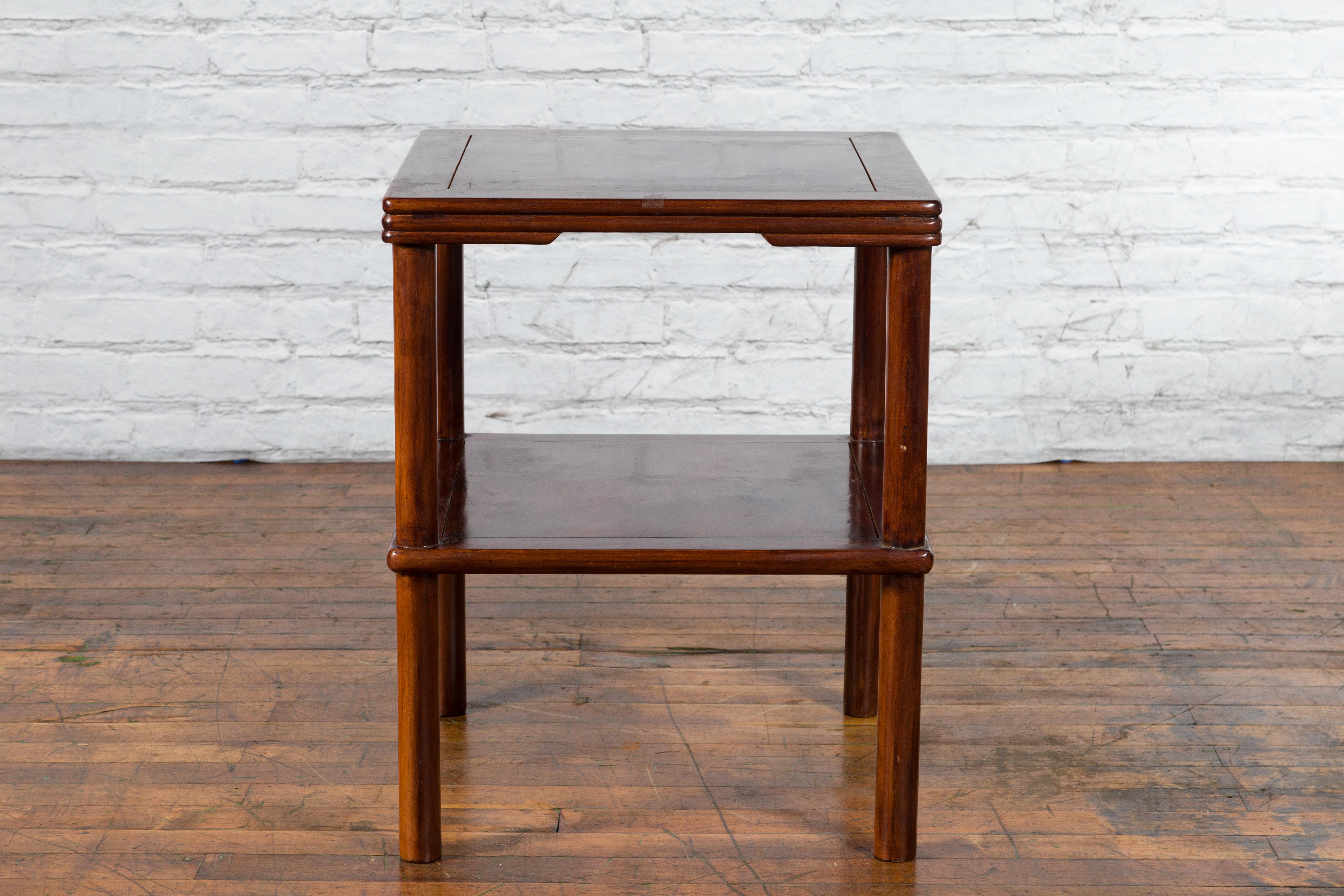 Brown Lacquered 19th Century Qing Dynasty Side Table with Reeded Apron 9
