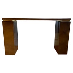 Brown Lacquered Console with Gilded Decoration, 1970s