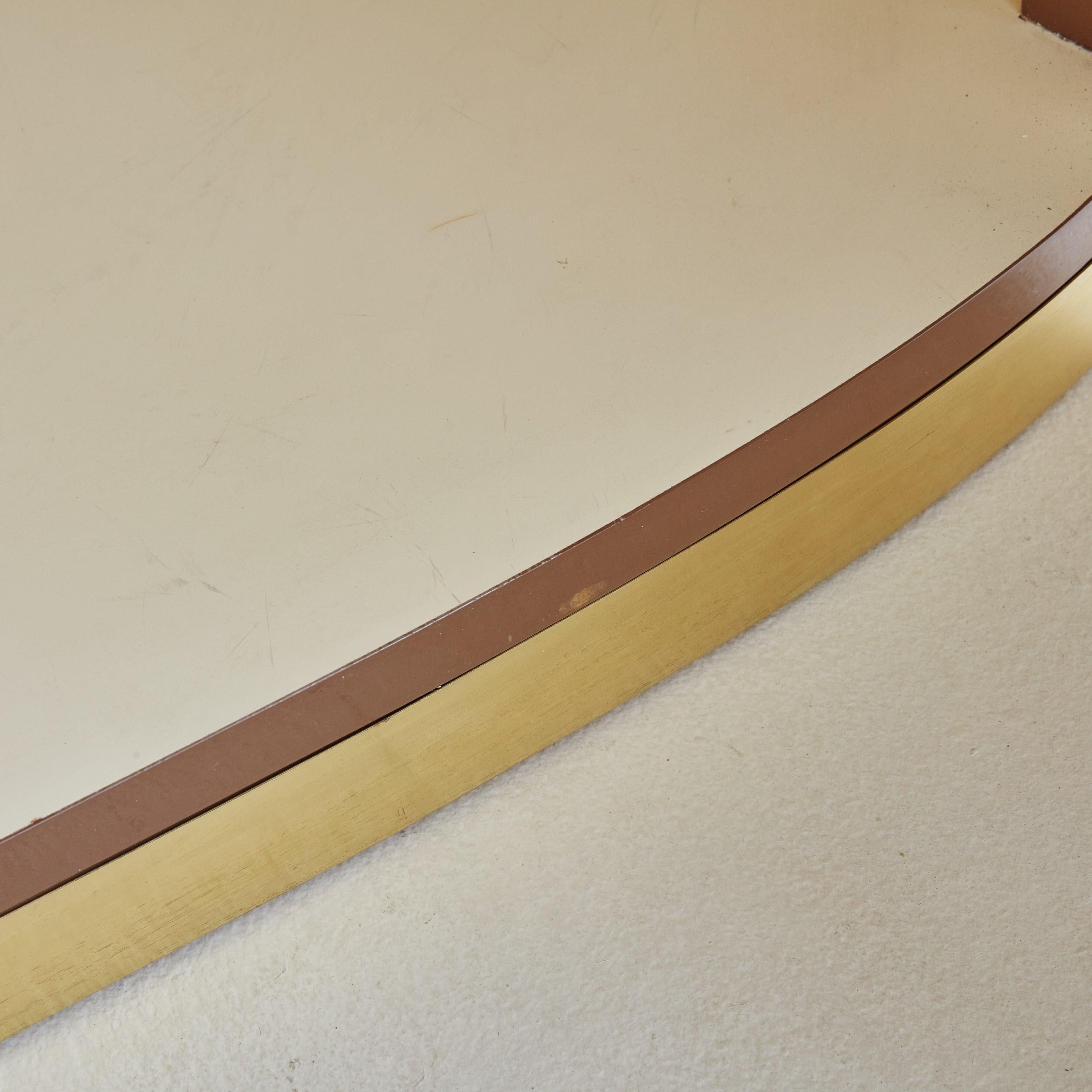 Brown Lacquered Demilune Credenza with Brass Details Attributed to Mario Sabot For Sale 3