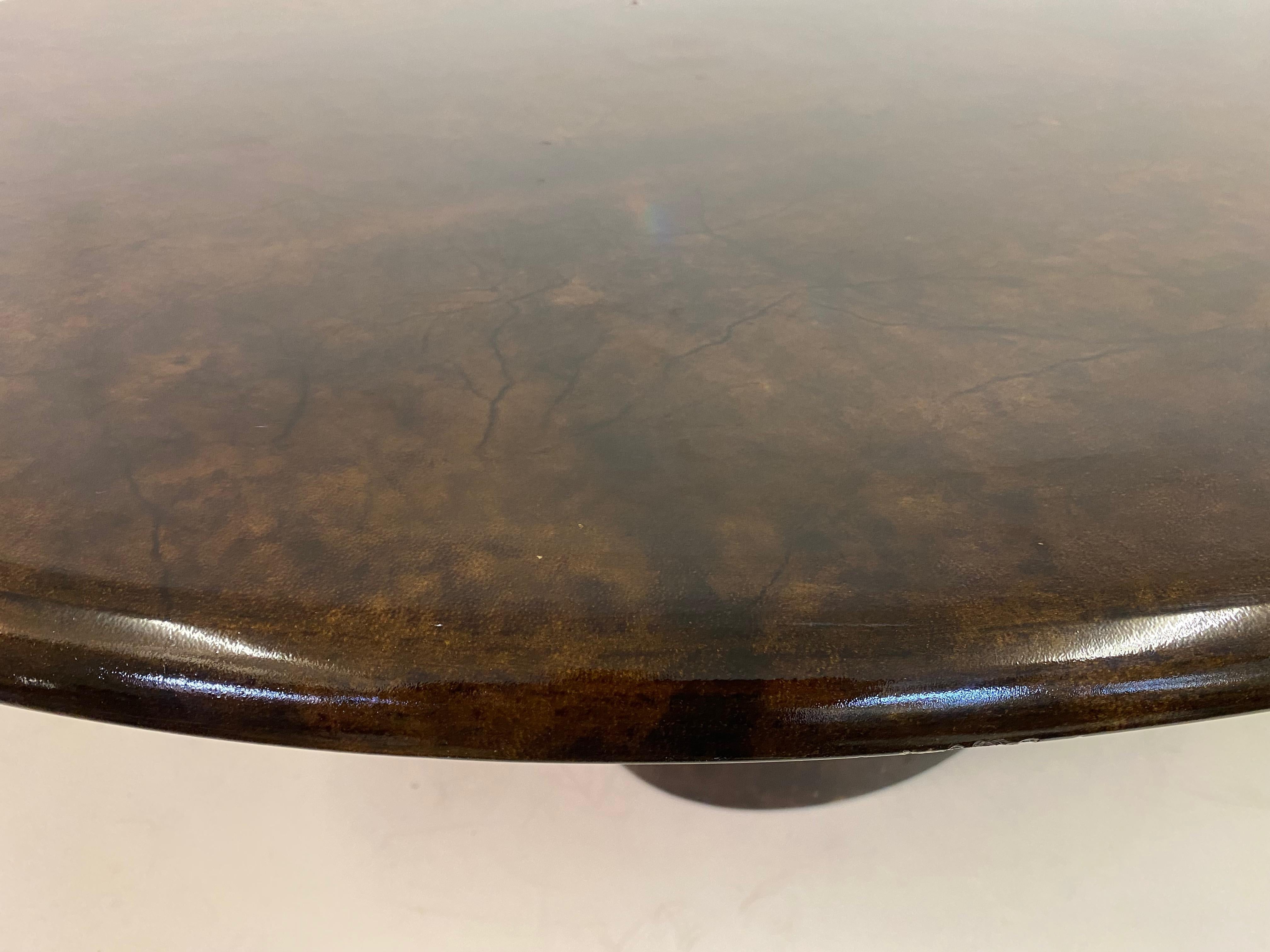 Brown Lacquered Goatskin Oval Dining Table by Aldo Tura 3