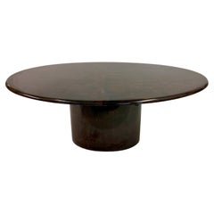 Brown Lacquered Goatskin Oval Dining Table by Aldo Tura