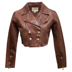 Brown L'Agence beschichtete Baumwolle beschnittene Jacke Größe US S