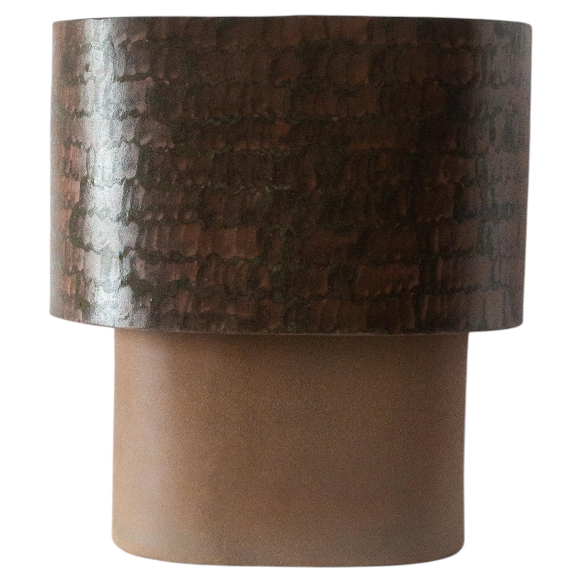 Brown Large Table Lamp in Stoneware with Hand-Painted Glaze by Lucas Huillet