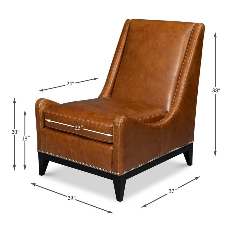 Brown Leather Accent Chair For Sale 4