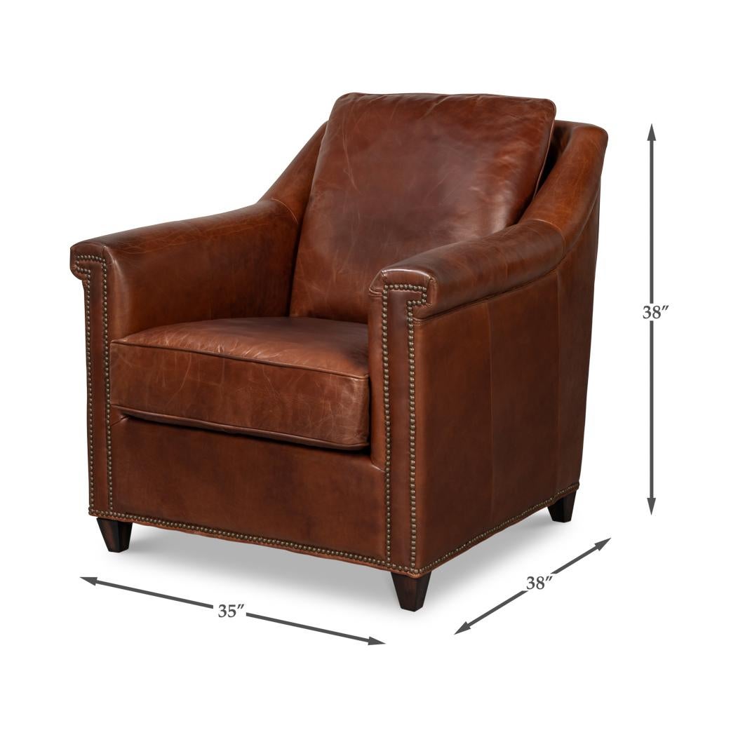Brown Leather Accent Chair For Sale 6