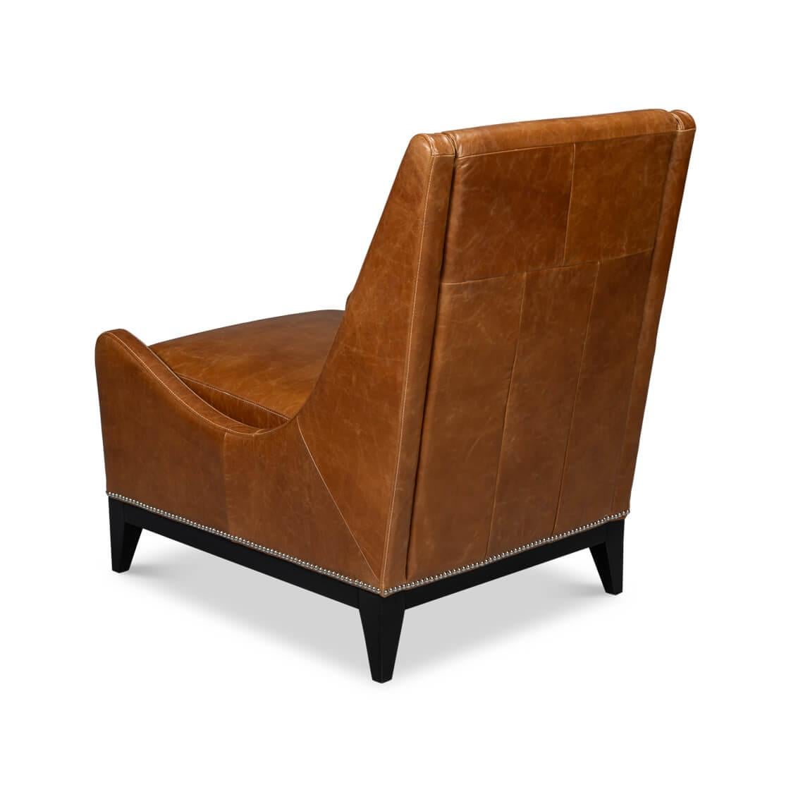 Chaise d'appoint en cuir Brown Neuf - En vente à Westwood, NJ