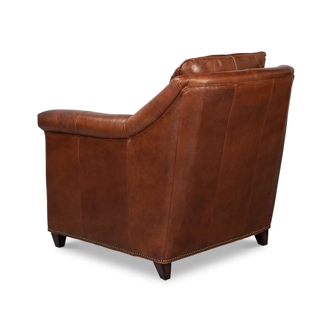 Brown Leather Accent Chair In New Condition For Sale In Westwood, NJ