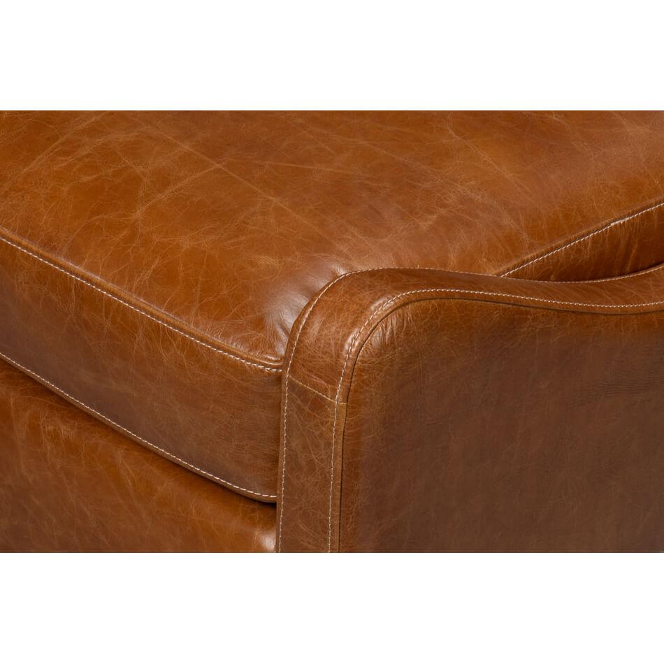Contemporary Brown Leather Accent Chair For Sale