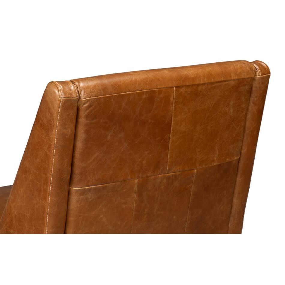 Brown Leather Accent Chair For Sale 1