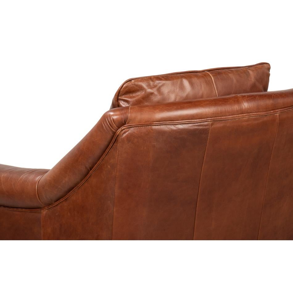 Brown Leather Accent Chair For Sale 1