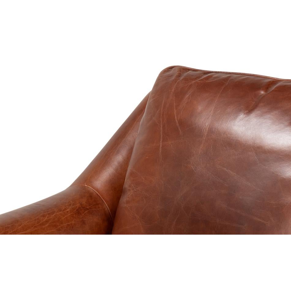 Brown Leather Accent Chair For Sale 2