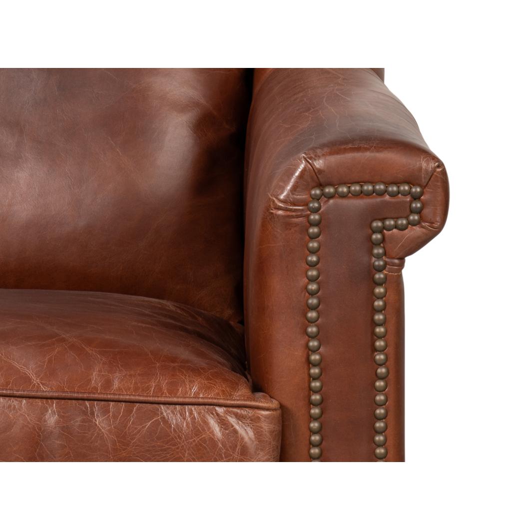 Brown Leather Accent Chair For Sale 3