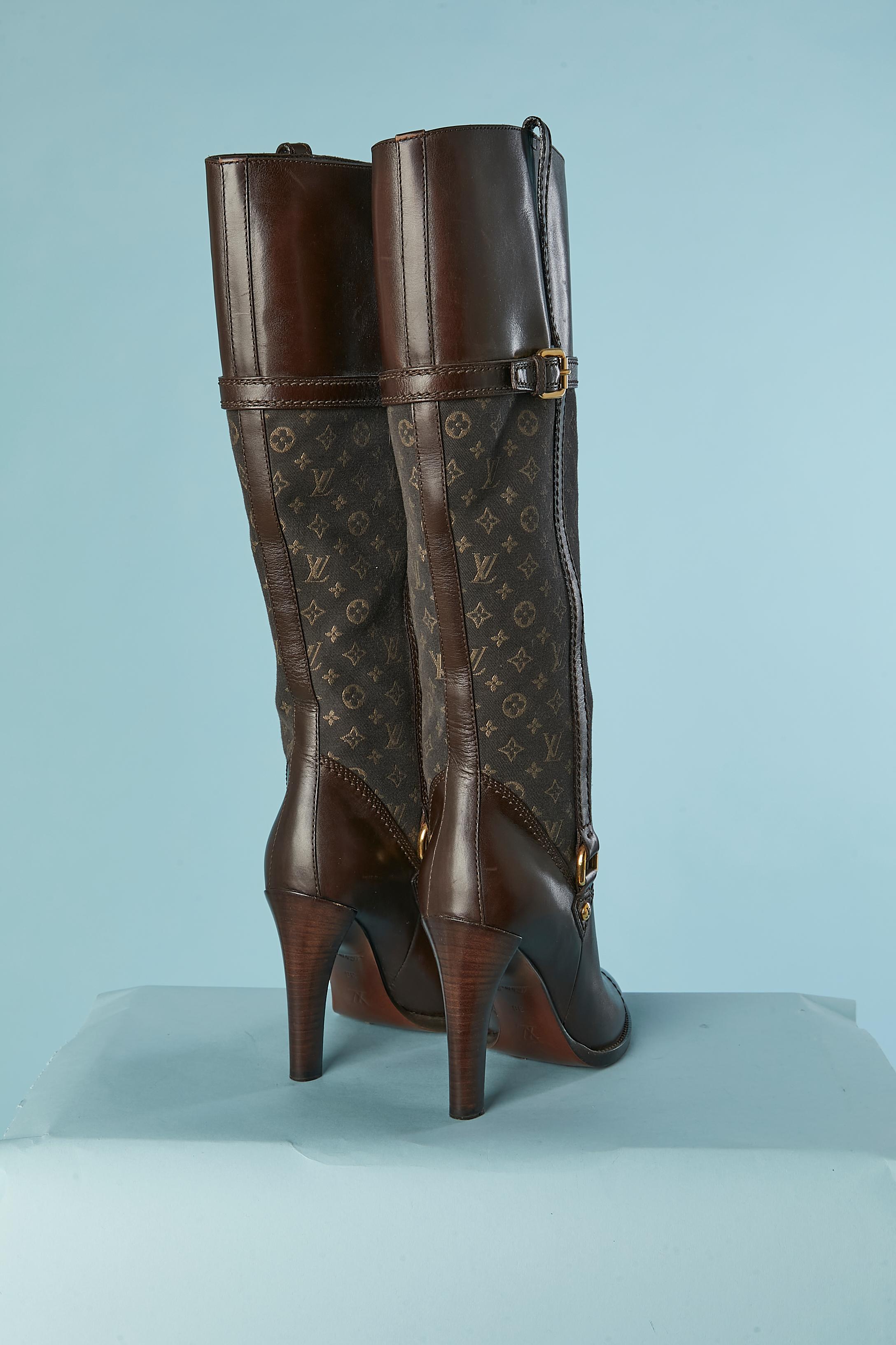 Brown leather and Monogram canevas Boots Louis Vuitton In Excellent Condition In Saint-Ouen-Sur-Seine, FR