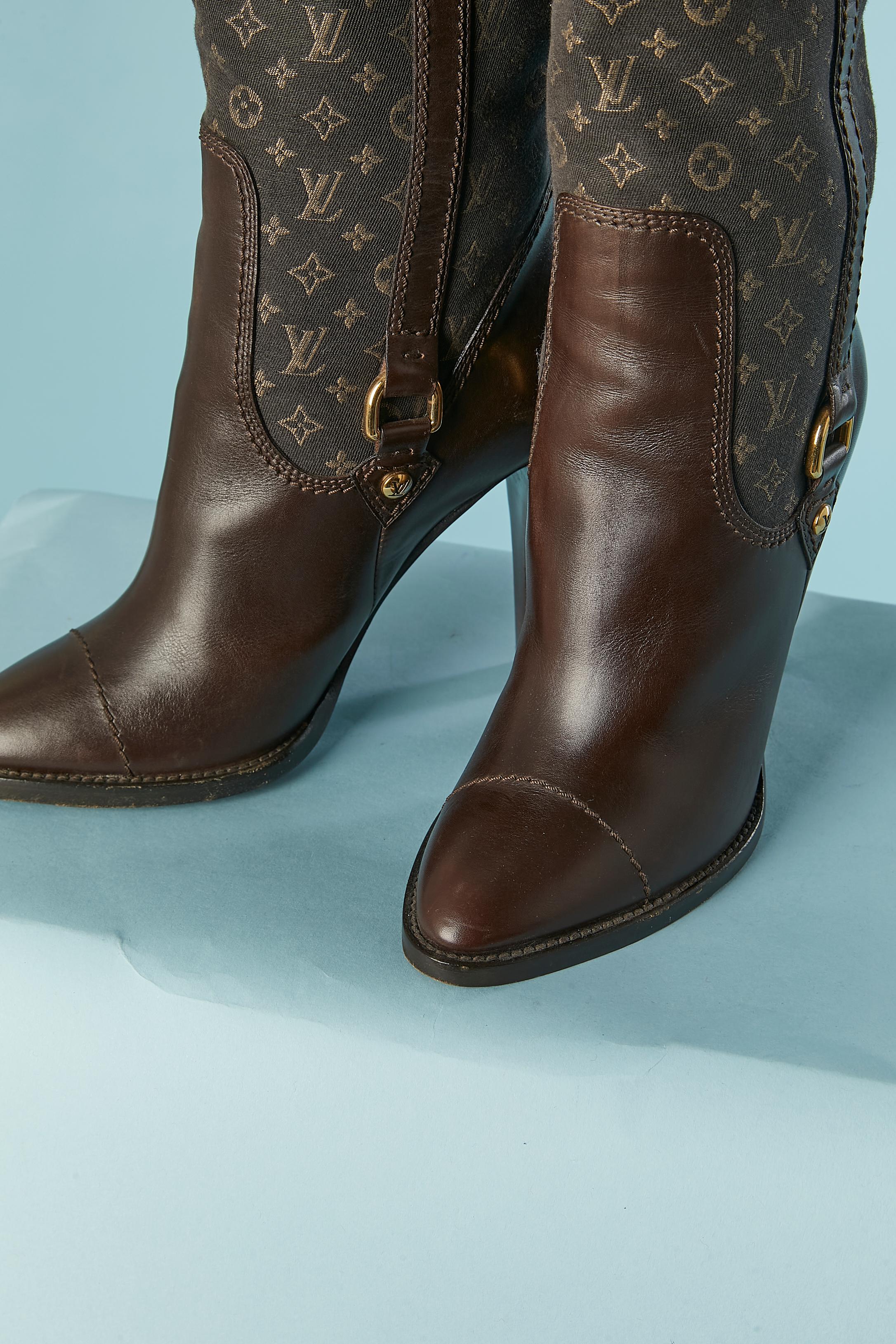 Brown leather and Monogram canevas Boots Louis Vuitton 1