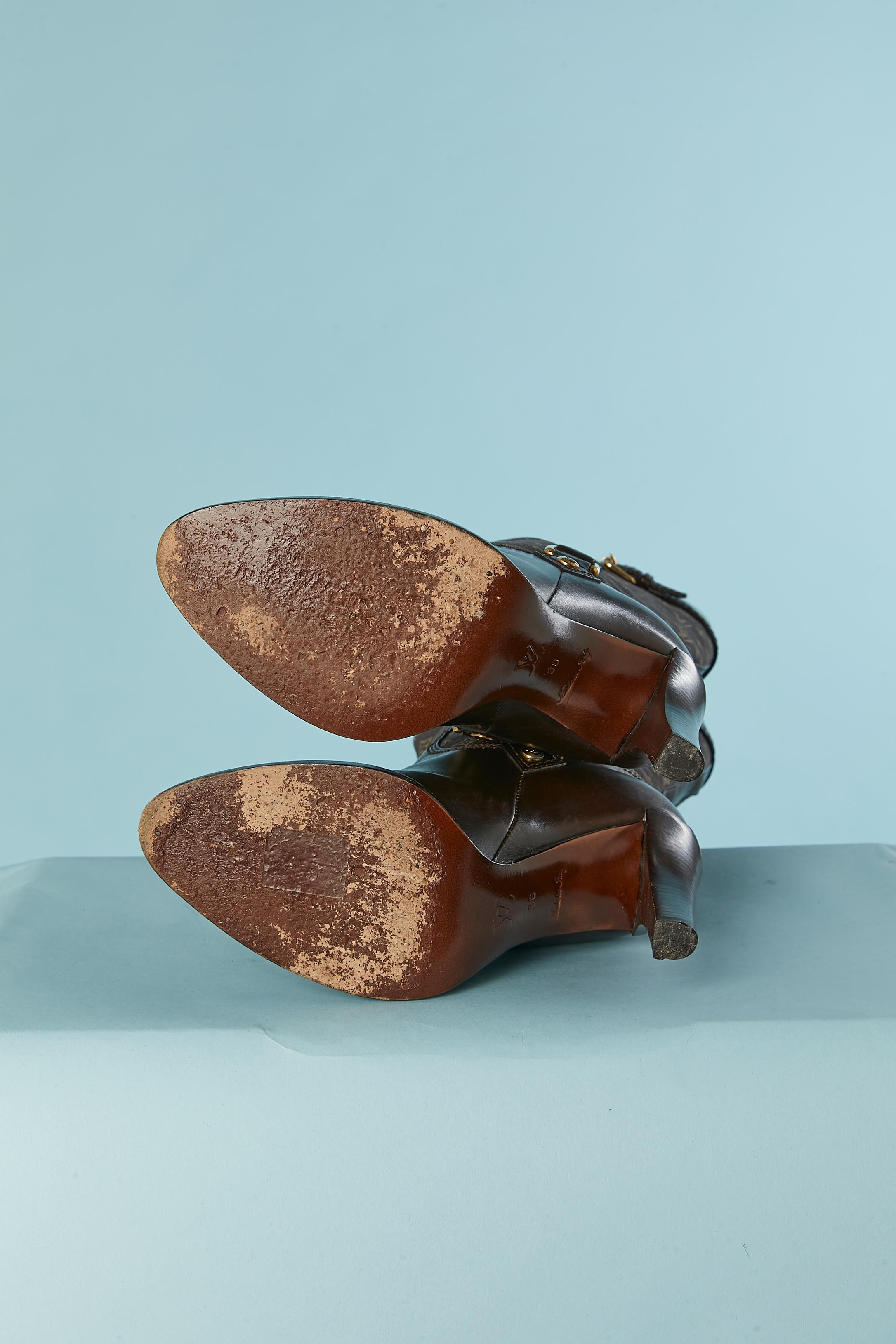 Brown leather and Monogram canevas Boots Louis Vuitton 2