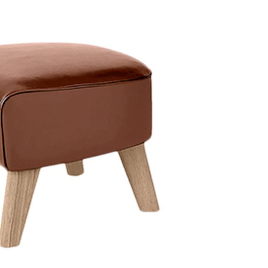 Danish Brown Leather and Natural Oak My Own Chair Footstool by Lassen