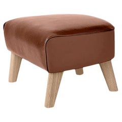 Brown Leather and Natural Oak My Own Chair Footstool by Lassen