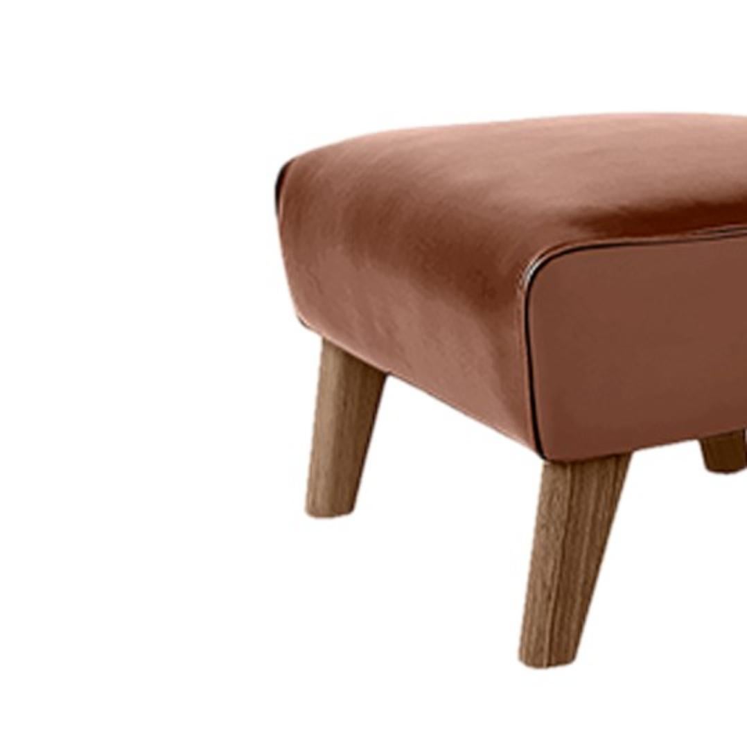 Modern Brown Leather and Smoked Oak My Own Chair Footstool by Lassen For Sale