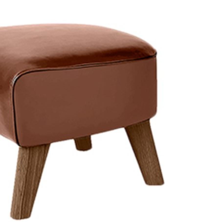 Danish Brown Leather and Smoked Oak My Own Chair Footstool by Lassen For Sale