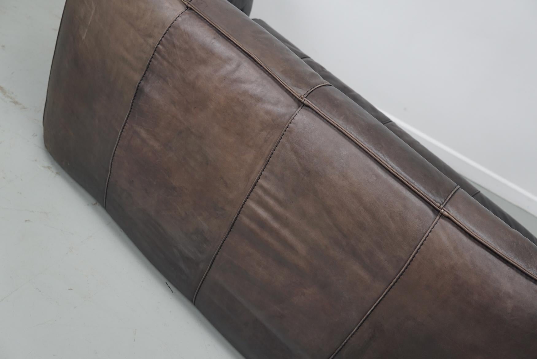 Brown Leather Andes Sofa by Gerard van den Berg for Montis, 1970s For Sale 7