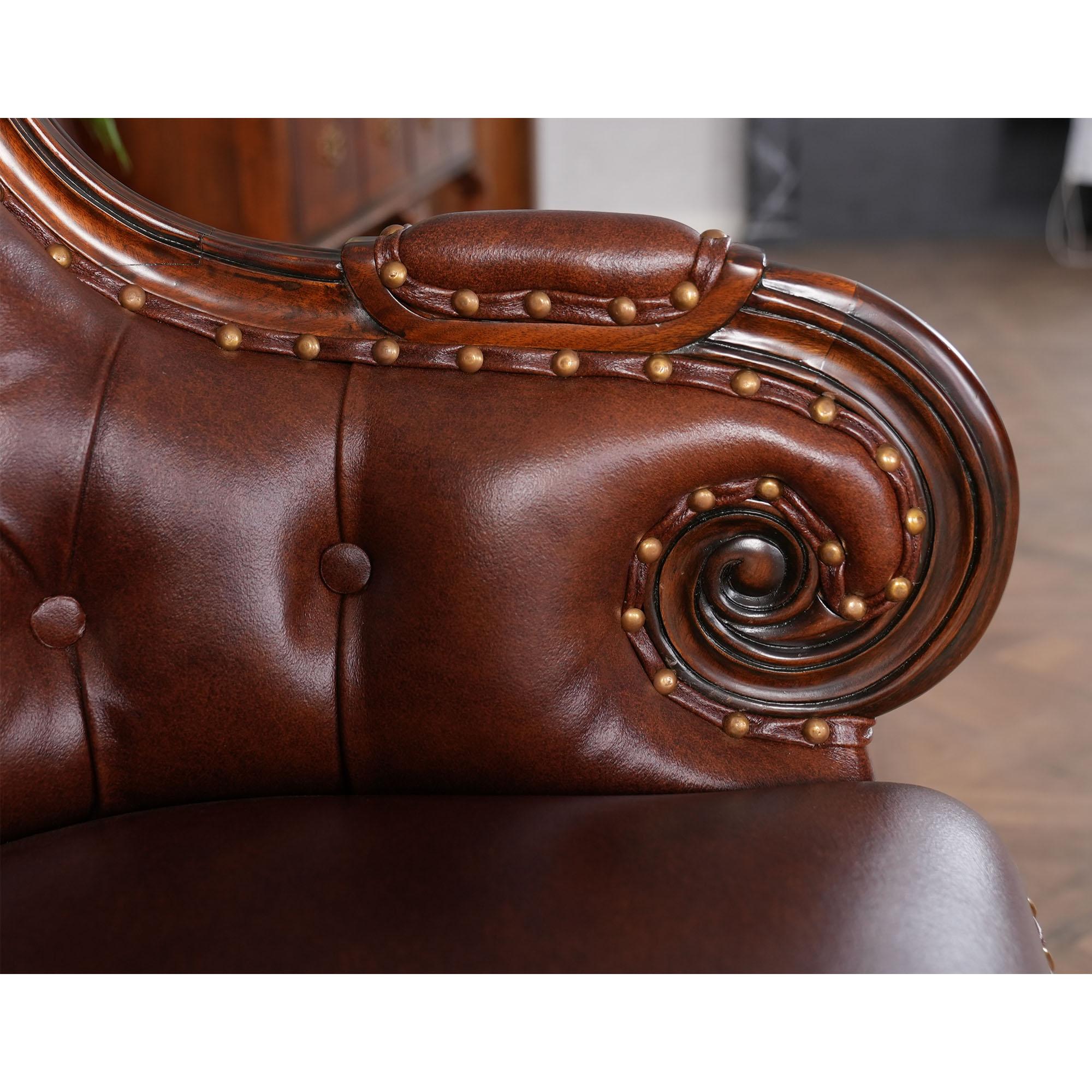 Brown Leather Arm Chair For Sale 4