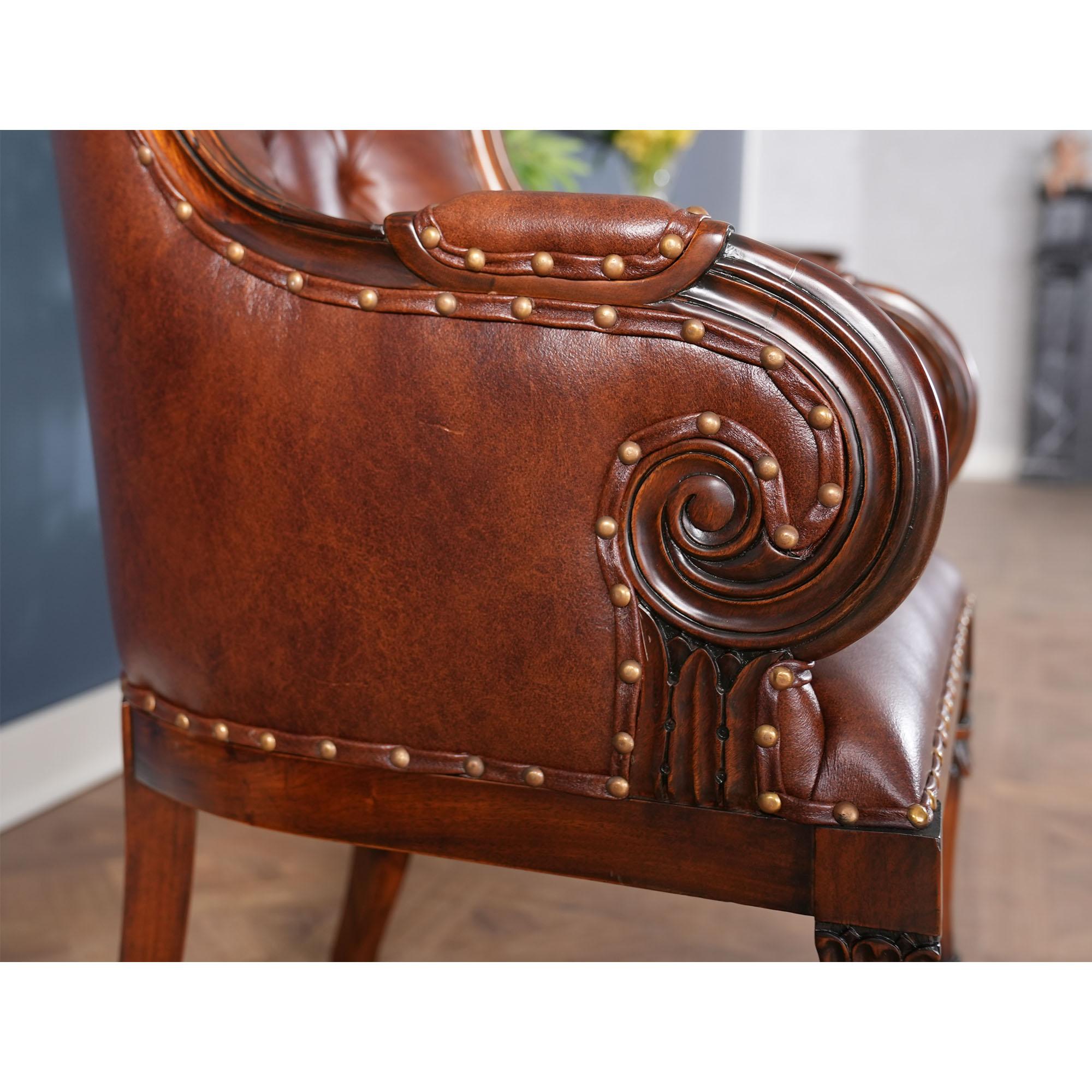 Brown Leather Arm Chair For Sale 5