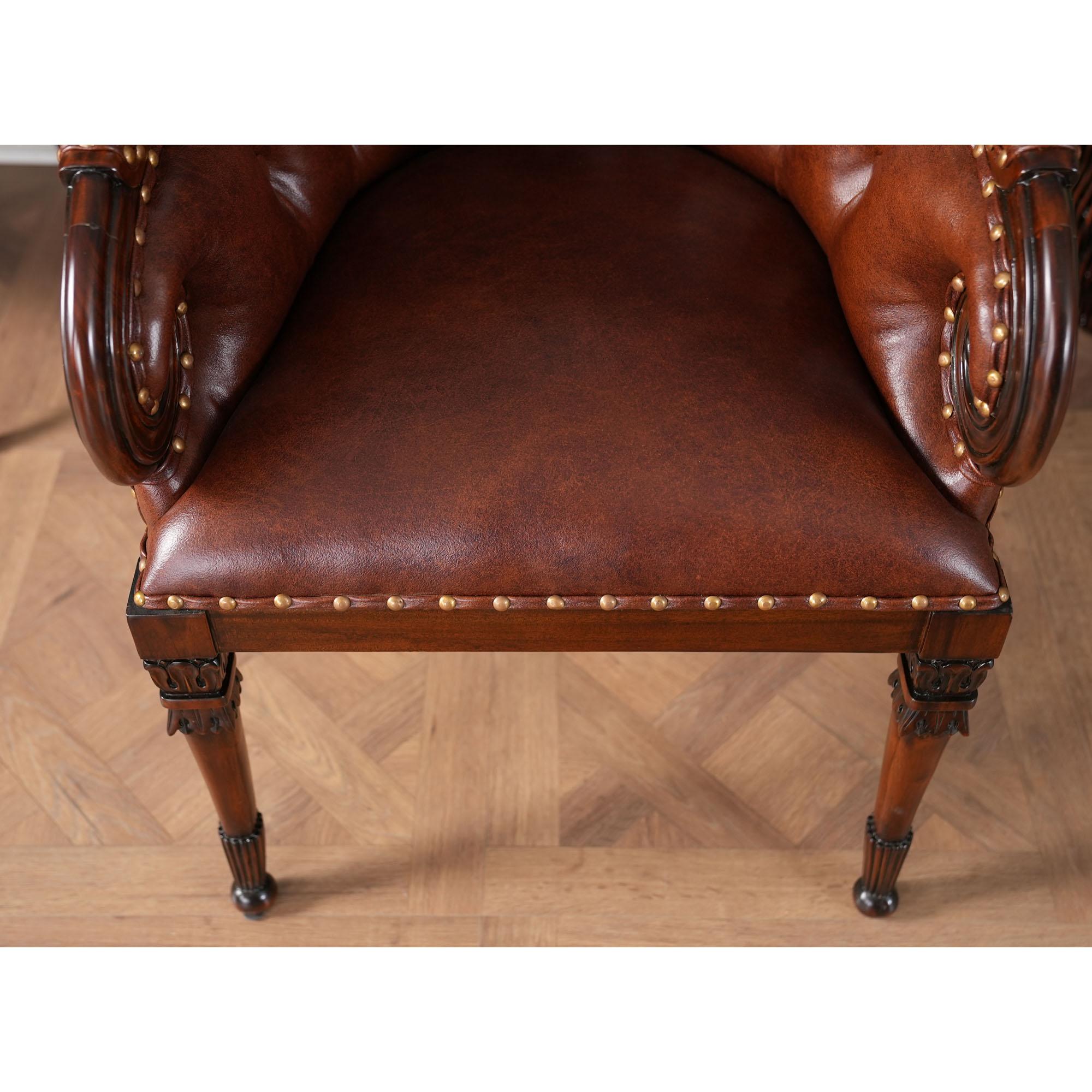 Brown Leather Arm Chair For Sale 8