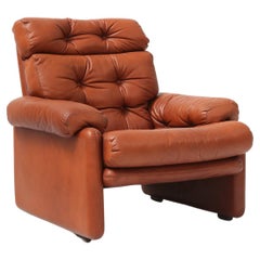 Sillón de cuero marrón Coronado de Tobia Scarpa para B&B Italia, Italia ca. 1960