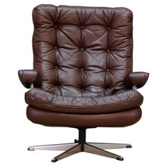 Brown Leather Armchair Danish Design Leather Vintage, 1960s
