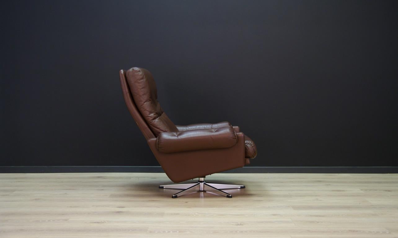 Other Brown Leather Armchair Vintage 1960s Danish Design Retro
