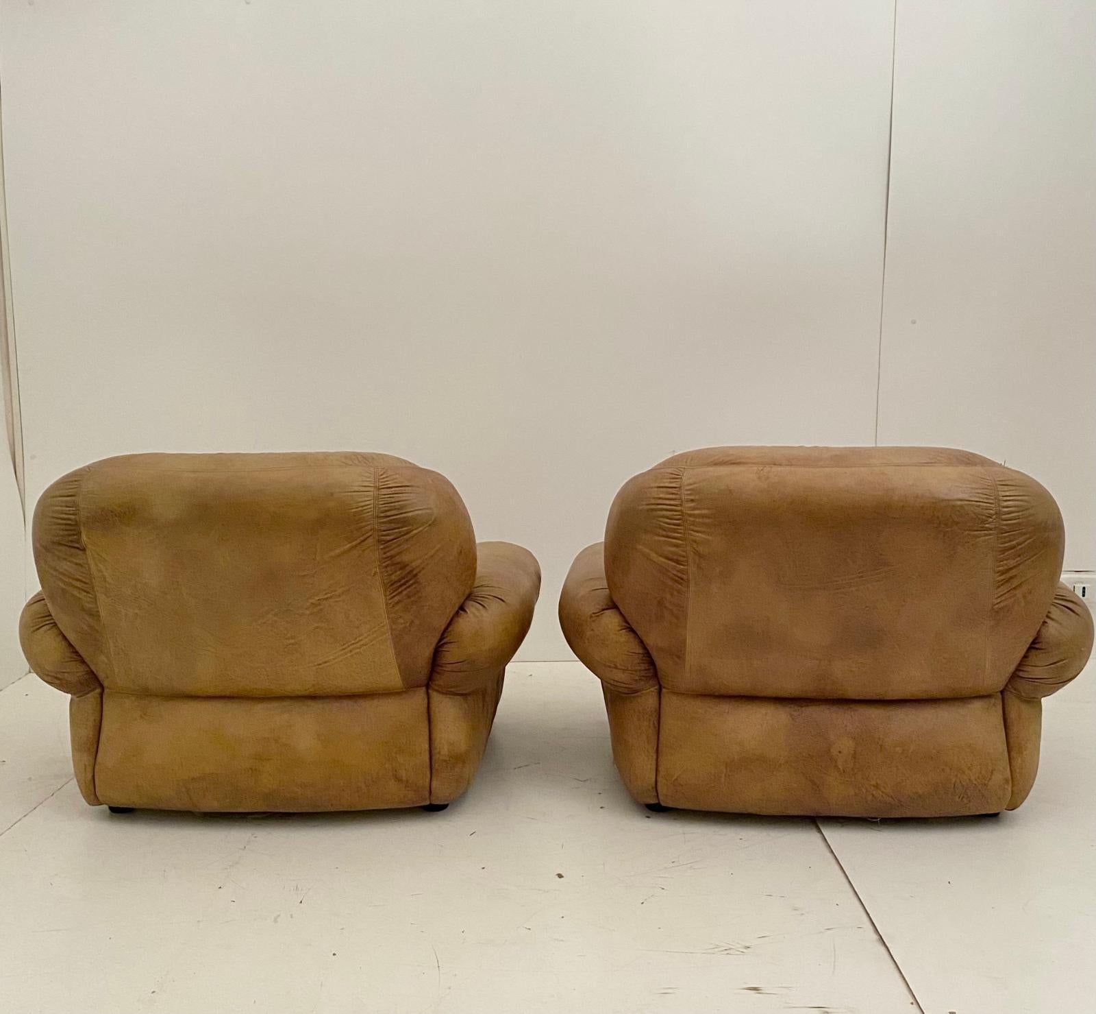 Fin du 20e siècle Fauteuils en cuir Brown, modèle 