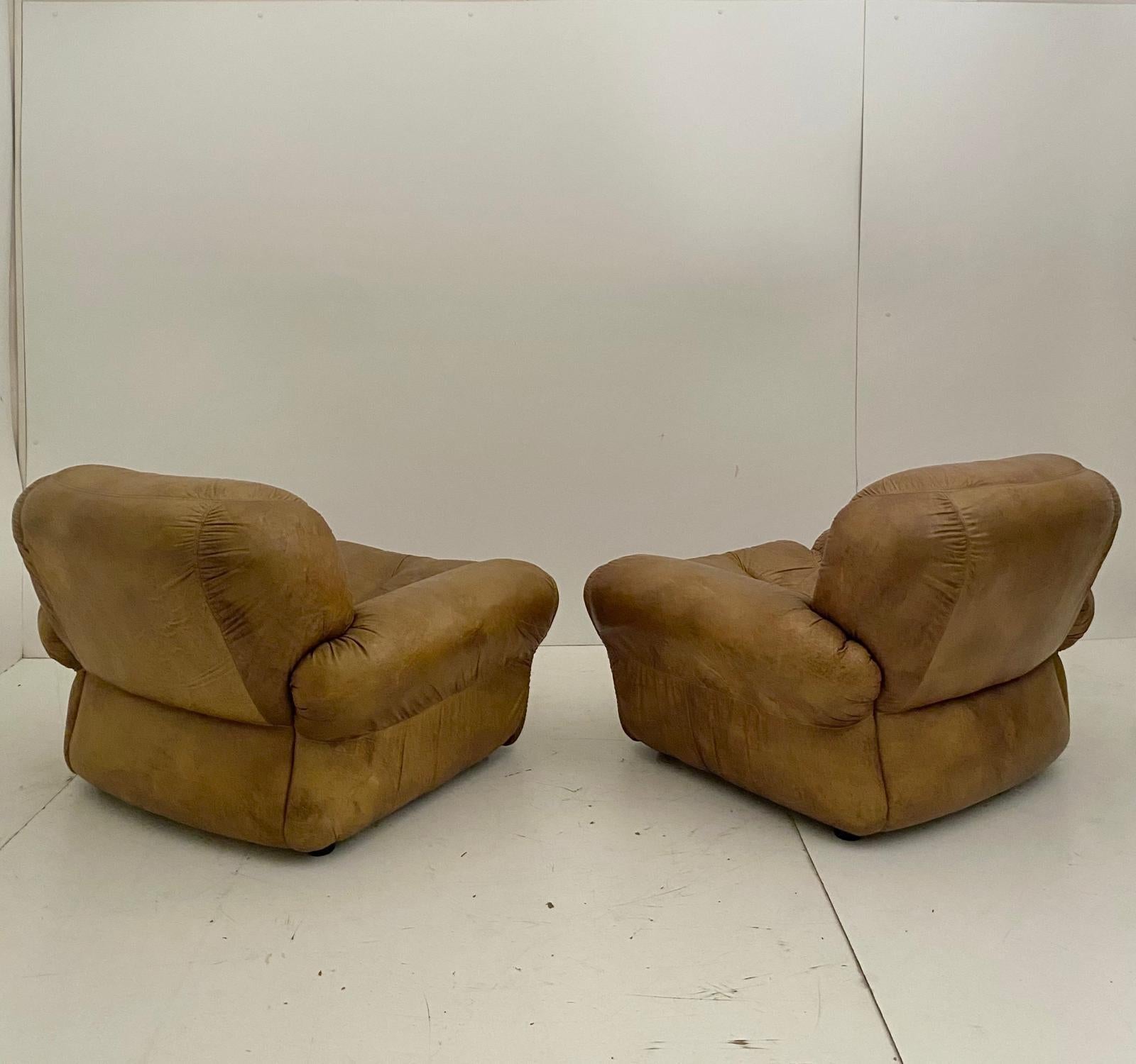 Fauteuils en cuir Brown, modèle 