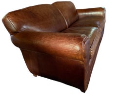 Sofá Sofá Art Decó de cuero marrón de Mitchell Sofá de cuero dorado Sala de estar