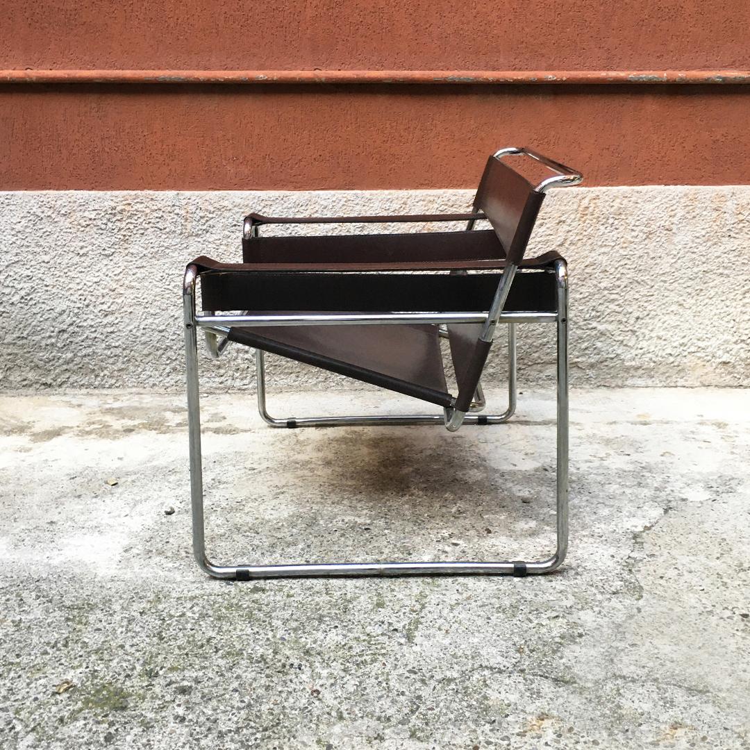 Italian Brown Leather B3 Wassily Armchair by Marcel Breuer for Gavina, 1968