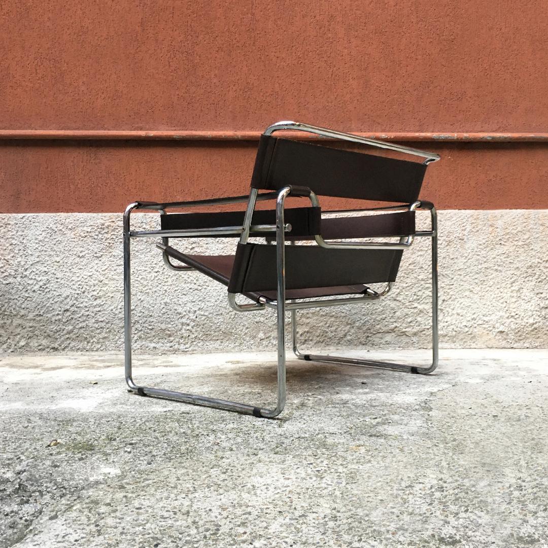 Brown Leather B3 Wassily Armchair by Marcel Breuer for Gavina, 1968 In Excellent Condition In MIlano, IT