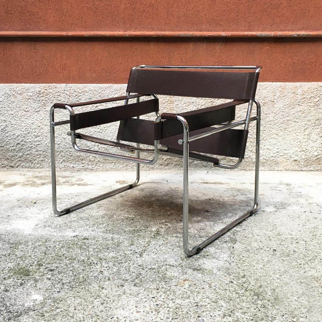 Mid-20th Century Brown Leather B3 Wassily Armchair by Marcel Breuer for Gavina, 1968