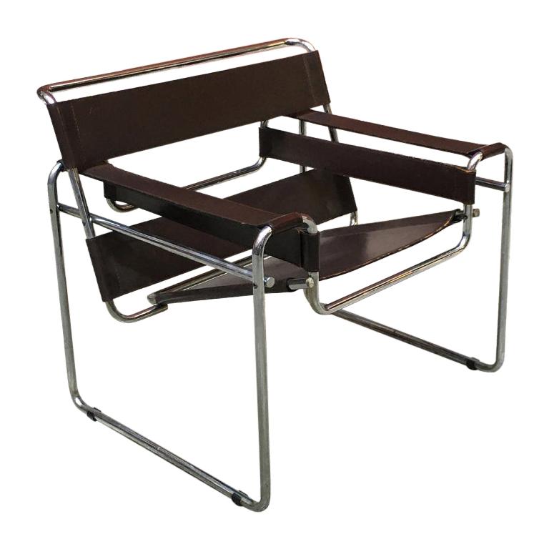 Brown Leather B3 Wassily Armchair by Marcel Breuer for Gavina, 1968